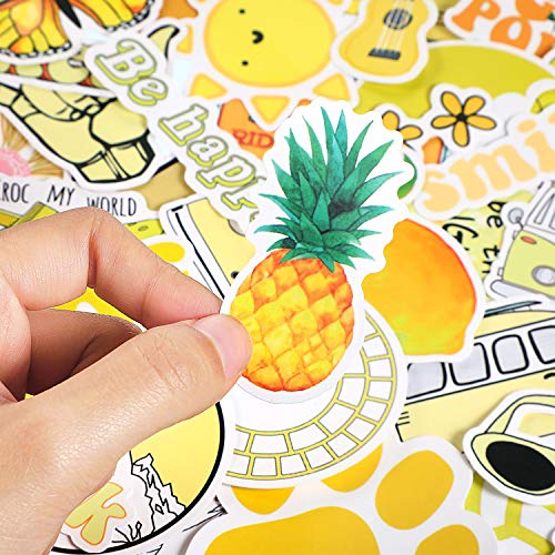 120 Pieces Waterproof Stickers Water Bottle Stickers Yellow Laptop Stickers Aesthetic Vinyl Stickers Girls Teens Graffiti Decals for Water bottle, Laptop, Phone, Cars, Luggage, Guitar and Skateboard - Image 3