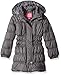 Pink Platinum Little Girls' Long Puffer Jacket with Accessories, Charcoal, 5/6