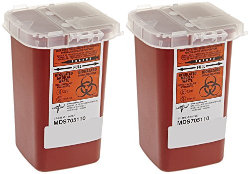 Sharps Container Biohazard Needle Disposal - 1 Quart - Pack of 2