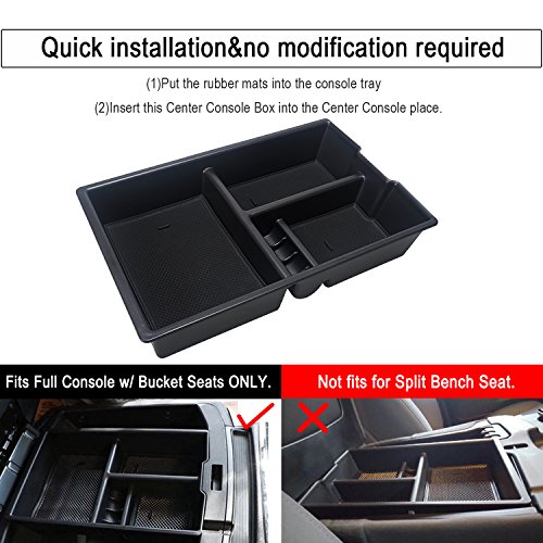 Car Center Console tray Organizer Insert Armrest secondary Storage Box for 2009-2018 Dodge RAM 1500 2500 3500(Full Console w/Bucket Seats ONLY) - Thumbnail 4