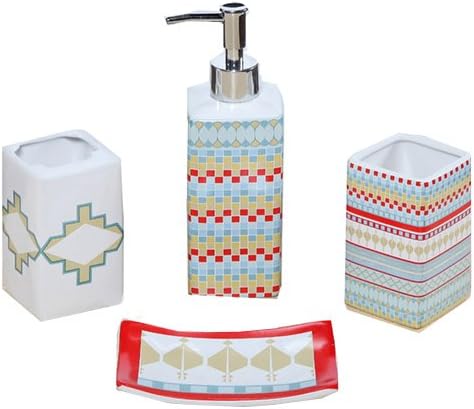 Indecor Home 4PCC-1167C-PIN 4 Piece Ceramic Aziza Bath Set, Pink