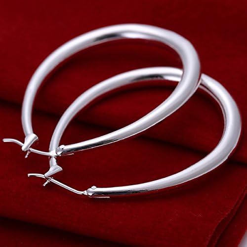 Huangiao 925 Sterling Silver Fashion Classic Big Hoop Drop Dangle Earring