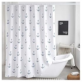 LanMeng Standard Fabric Shower Curtain, Elegance Luxury for Bathroom, Gold Ship's Anchor White Background, Machine… 51%2BX6ySI5EL. SS280