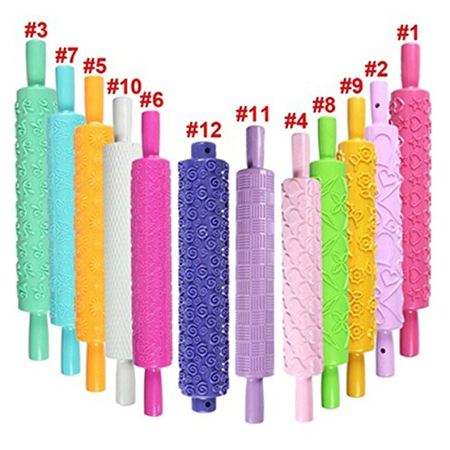 Finance Plan Hot Sale Home Kitchen Accessories 12 Patterns Baking Tools Fondant Cake Decorating Rolling Pin - Thumbnail 5