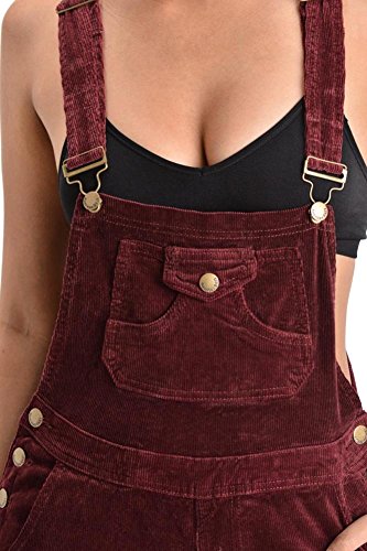 G-Style USA Women's Corduroy Overalls RJHO446 - Burgundy - Medium - S1G - Thumbnail 3