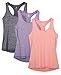 icyzone Workout Tank Tops for Women - Racerback Athletic Yoga Tops, Running Exercise Gym Shirts(Pack of 3)(XL, Charcoal/Lavender/Peach)