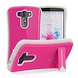 LG G3 Case - GreatShield [Slim-Fit] Guardian UV Glossy Slim Hard Cover with Stand for LG G3 (AT&T LG D850 / T-Mobile LG D851 / Verizon VS985 / Sprint LS990) (Pink/White)