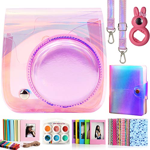 CAIUL Compatible 7 dans 1 Accessoires Set for Fujifilm Instax Mini 9 8 8+ Appareil Photo avec Housse, Album, Close-Up Lentille, Cadres et d'autres Accessoires (Illusion Transparente)