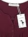 Lyking Women's Vintage Short Sleeve Henley V Neck Pleated Tunic Shirt (XL,Burgundy)