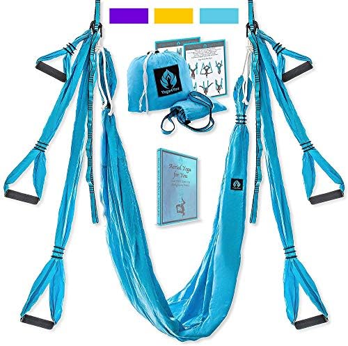 Yoga4You Aerial Yoga Swing Set - Yoga Hammock Swing - Trapeze Yoga Kit + Extension Straps & eBook - Wide Flying Yoga Inversion Tool - Antigravity Ceiling Hanging Yoga Sling - Adult Kids Arial Toga Kit
