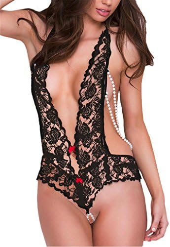 Sexy Lingerie Set Women's Ronamick Fashion Sexy Lace Lingerie Teddy Babydoll Plus Size Lingerie Uniforms Temptation Underwear Temptation Strap Halter Vest Crop, polyester, black, XXL