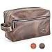 Leather Toiletry Bag Dopp Kit by Rachiba - Mens Leather Toiletry Bag, Shaving and Grooming Kit for Travel, Bathroom Cosmetic Pouch Case - Red Brown Leather - Gift Idea for Men