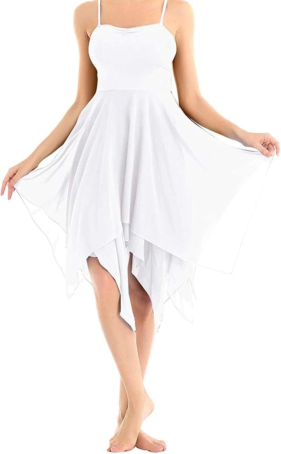 DRESSES Womens Femme Asymmetric Ballet Dance Dress Chiffon Lyrical