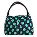 ZXKE Dots Print Style Women Handbags Lunch Bag Tote (Green dots blue)