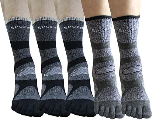Men's five finger Liner socks pack of 5 (Black/Gray)
