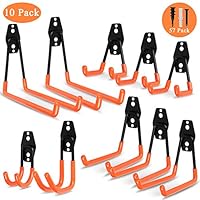 Steel Garage Storage Utility Double Hooks, Heavy Duty Ladder Wall Hooks for Organizing Power Tools, Rust Resistant Non-slip, for Ladders, Bulk items, Bikes, Ropes