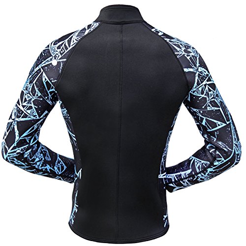 NATYFLY Wetsuit Jacket Long Sleeve Neoprene Wetsuits Top for Men/Women (Blue-Neoprene, 3X-Large)