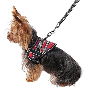 UHeng Service Vest Dog Harness - Adjustable Nylon Vest with Reflective Patches for Small Teddy, Chihuahua, Bomi, Yorkshire in Training (4-6lbs)