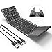 Foldable Keyboard, Jelly Comb B003S 3-in-1 (USB/Microusb/Type C) Wired & BT Keyboard with Touchpad Compatible for All Devices Windows PC iOS Android Tablet-Dark Gray