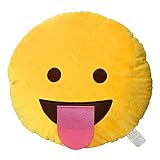 EvZ 32cm Emoji Smiley Emoticon Yellow Round Cushion Stuffed Plush Soft Pillow