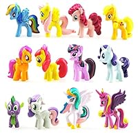 Viki - Liki Kids Favorite Pony Set Moves Action Pony Figures (12pcs Set) Little Pony Cake Toppers for Little Girls