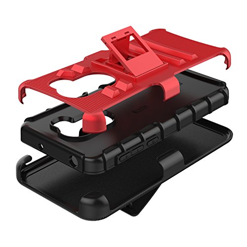 T-Mobile REVVL Case, Alcatel A30 Plus Fierce Case, Elegant Choise Heavy Duty Dual Layer Shockproof [Swivel Belt Clip] Holster with [Kickstand] Combo Rugged Case Cover for Alcatel Walters(Red/Black) - Thumbnail 6