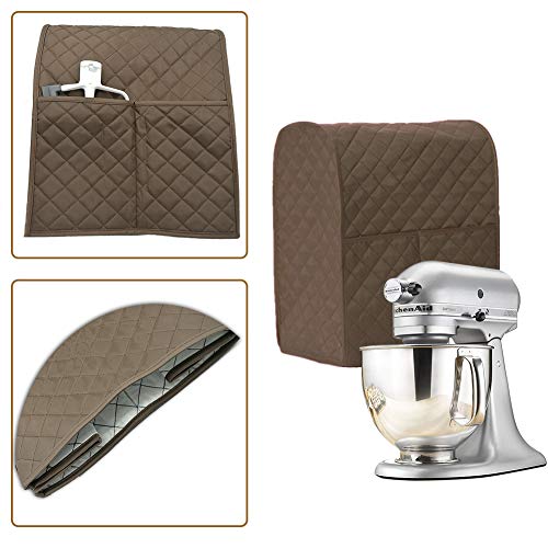 LIAMTU Stand Mixer Cover Large Size Dust-proof Satin Sheen Fabric Fits All Tilt Head & Bowl Lift Models for KitchenAid, Sunbeam, Cuisinart, Hamilton Beach Mixers (Coffee)