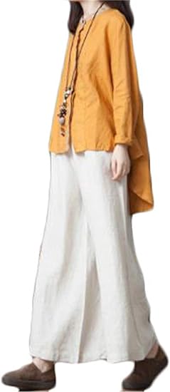 Amazon ンーセンー ブラウス トップス 秋 レディース シャツ 秋 長袖 ゆったり 上着おしゃれ 森ガール ブラウス 可愛い しわ 綿 麻シャツ カジュアル キレイめ ファッション 甘め シャツ ブラウス 通販