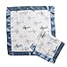 aden + anais Issie Security Blanket, Super Soft 100% Cotton Muslin, Satin Trim, 2-Pack, Sky High Planes