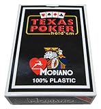 Modiano Italian Poker Game Playing Cards - Black Box Texas Poker - RED Deck - Jumbo 2 Index - Single Card Deck - 100% Plastic Made in Italy
