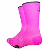 DeFeet Cyclismo 5in Socks Hi-Vis Pink, L - Men's
