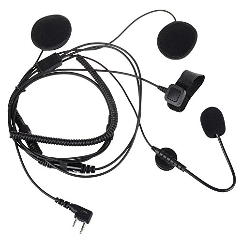 Half Face Headset Headphones with PTT Boom Mic Microphone Mini DIN Plug Fits for 2pin Motorola Kenwood Baofeng Wouxun