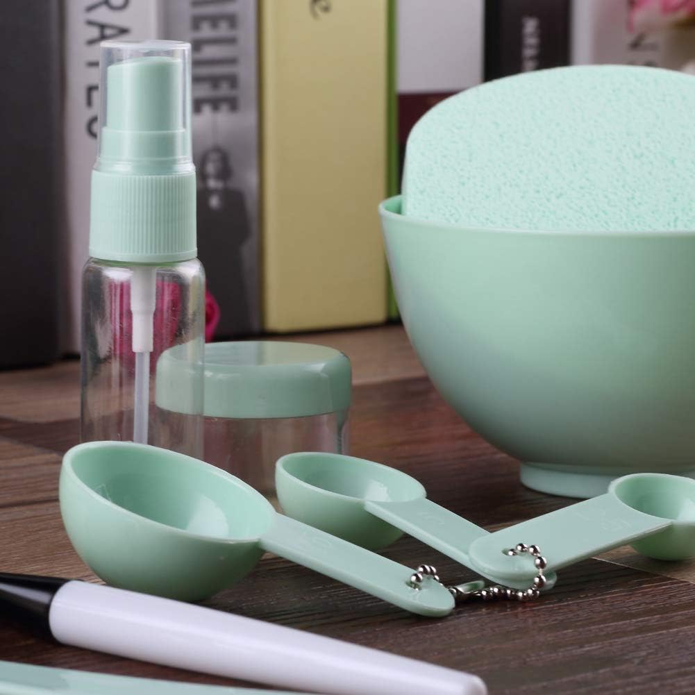 9 pcs DIY Facemask Mixing Tool Kit with Big Volume Mask Bowl Spatula Brush Spray Bottle Puff Soaking Bottle Gauges