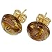 Glass Of Venice Murano Glass Button Stud Earrings - Gold and Topaz