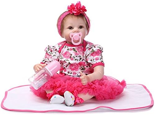 Seedollia Real Life Reborn Baby Doll Girl Silicone Blue Open Eyes New Born 22 inch Rose Floral Dress