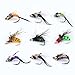 Piscifun 12pcs Dry Flies/ 40pcs Wet Flies Fly Fishing Flies Kit Bass Salmon Trouts Flies Floating/Sinking Assortment with Fly Box