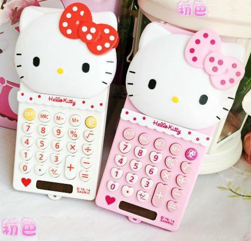 Cartoon cat Push Cover Calculator Fashion Cute Portable Compact Slider Computer KT966 Red