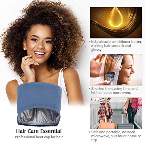 Upgrade Heating Cap for Hair Spa Beauty Steamer Nourishing Hat Hair Thermal Treatment Cap with 2 Mode Temperature Control, Blue