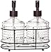 Circleware Vintage Soap Dispenser Bottle Pumps in Metal Caddy 3-Piece Set of Home Bathroom Accessories, Farmhouse Decor for Essential Oils, Lotions and Liquids, 17.5 oz, Hobnail Bronze