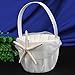 Topwedding Beach Themed Ivory Satin Flower Girl Basket with Sea Star and Seashell