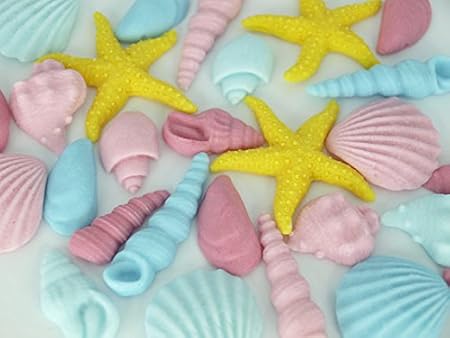 Edible Shells Fondant Cupcake Cake Toppers Decorations Mermaid