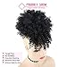 LEOSA Afro Puff Drawstring Ponytail Bun with Bangs Synthetic Short Kinky Curly Ponytail Updo Hair Extensions with Two Clips Natural Looking Curly Women
