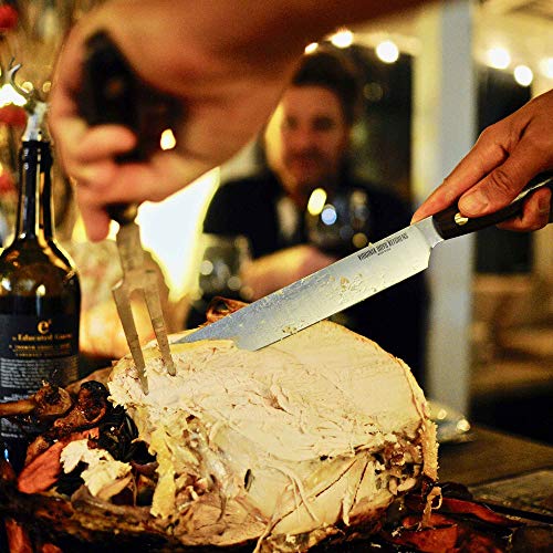 2 Piece Carving Knife Set Made in USA by Virginia Boys Kitchens - Professional Stainless Steel Full Tang Blades with Walnut Wood Handles