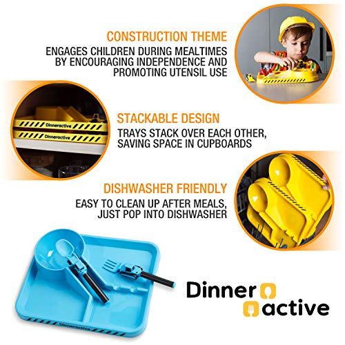 Dinneractive Dining Set For Kids - 3 PC Construction Themed Dinnerware - Tractor Utensils - Toddler Plates - Baby Dishes - Thumbnail 4