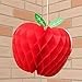 SUNBEAUTY 5 Pcs Red Apple Shaped Paper Honeycomb Paper Apple Hanging Decoration School Classroom Back to School Decoration(4 Inch)