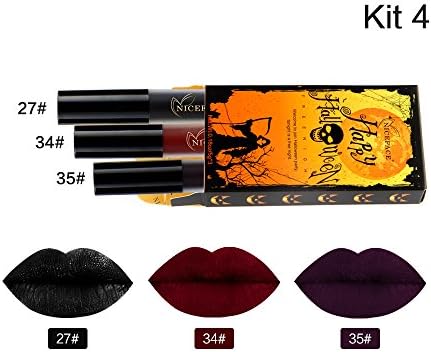 UOKNICE Halloween 3Pcs Style Lip Lingerie Matte Liquid Lipstick Waterproof Lip Gloss Set