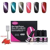 CLAVUZ 6pcs Soak Off UV LED Magnetic Gel Nail Polish Set 3D Cat Eye Series Manicure Nail Art Lacquers New Start Gift Kits 8ml+Free Magnet Sticks