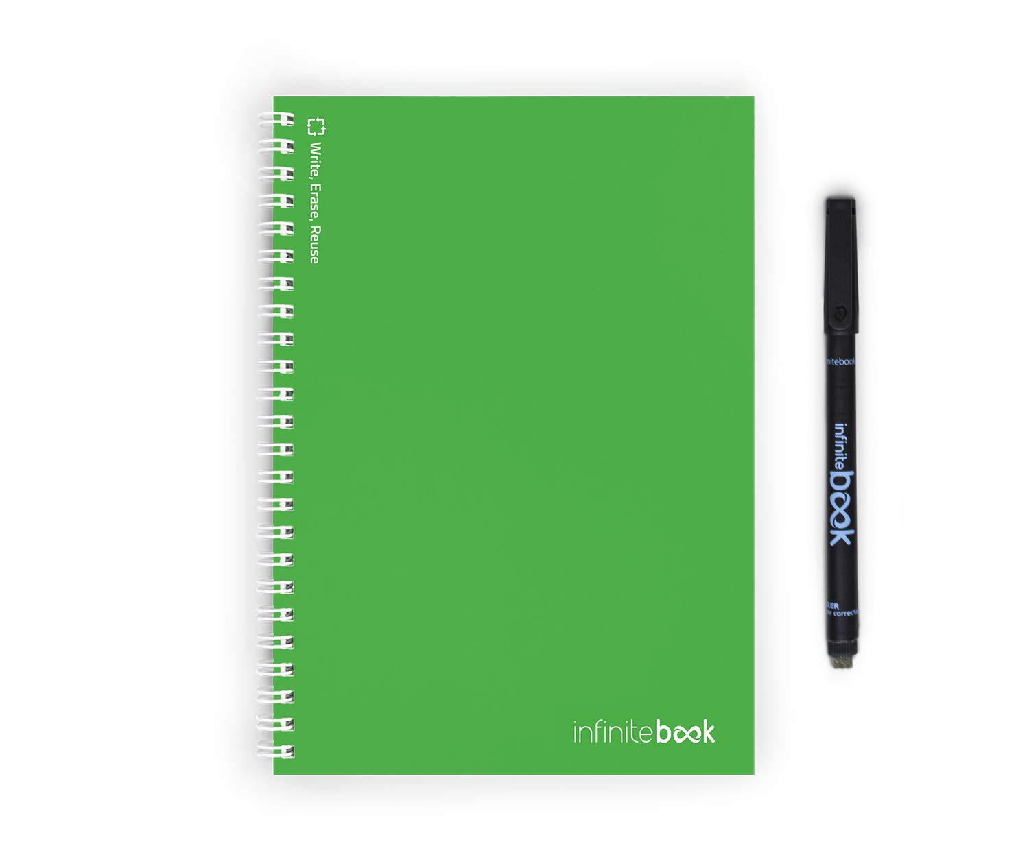 Infinitebook Reusable whiteboard notebook, A5, Plain, Spiralbound