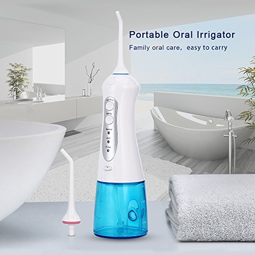 Cordless Rechargable Oral Irrigator - YOUYA DENTAL Professional Portable Dental Gum Water Flosser with 6 Jet Nozzles for Home and Travel , Braces & Bridges Care