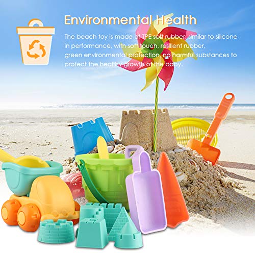 image for MINGPINHUIUS Kids Beach Toys Toddlers Beach Sand Toy Set with Bucket C